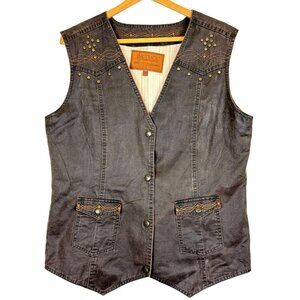 Studded Black Denim Vest